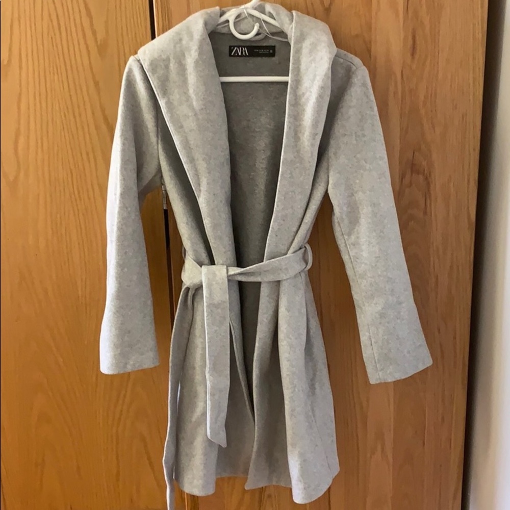 Zara wool coat with belt and hood